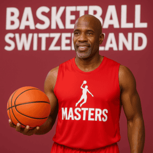 Derek Redmond spielt für Großbritannien bei der Senioren-Basketball-WM in der Schweiz